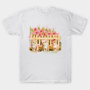 Watercolor Floral Fairytale Kittens T-Shirt